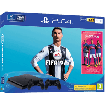 PS4 Slim 1TB: FIFA 19: 2 Dualshock Controllers